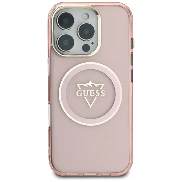 Guess IML Metal Mountain Logo MagSafe Apple iPhone 16 Pro pink