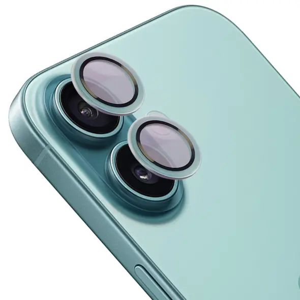 Bizon Glass Snap Lens Apple iPhone 16 / 16 Plus turquoise frame