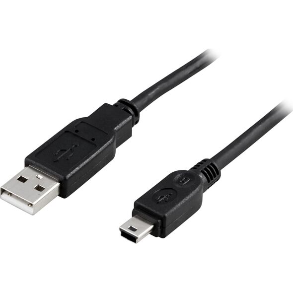 Kabel USB Deltaco USB-A - miniUSB 1 m Czarny (USB-24S)