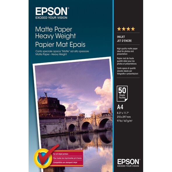 Epson Epson Matte Paper Heavy Weight, DIN A4, 167g/mÂ², 50 Sheets