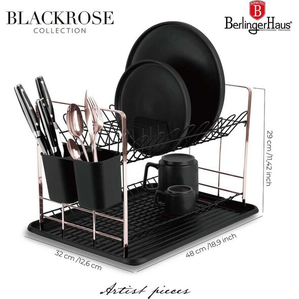 SUSZARKA DO NACZYŃ Z OCIEKACZEM BERLINGER HAUS BH-8644 BLACK ROSE