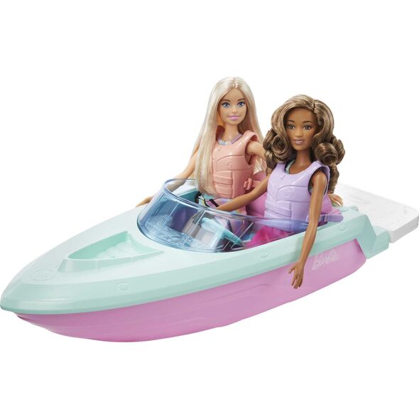 Lalka Barbie Mattel PROMO BARBIE 2 lalki, Jeep i motorówka GXD66