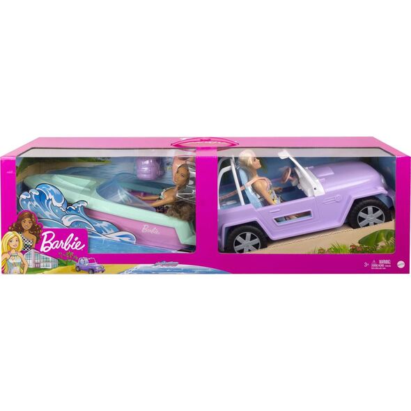 Lalka Barbie Mattel PROMO BARBIE 2 lalki, Jeep i motorówka GXD66