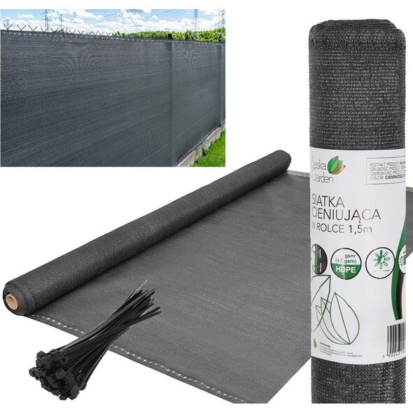 Siatka cieniująca 140g/m2 1.5x10m ciemno szara