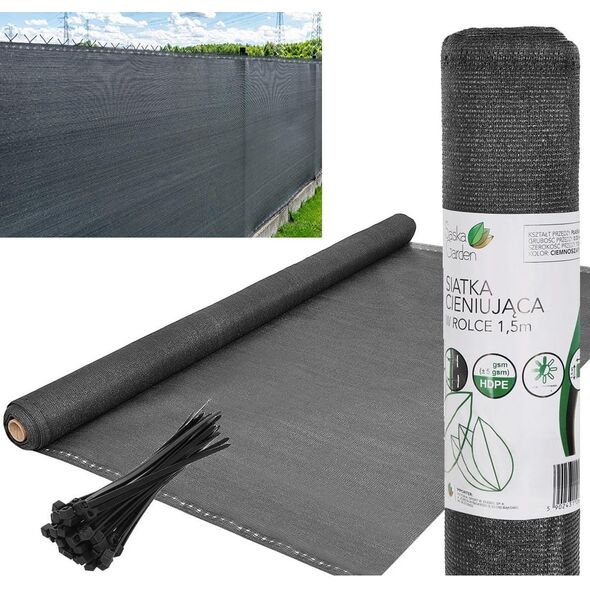 Siatka cieniująca 140g/m2 1.5x10m ciemno szara