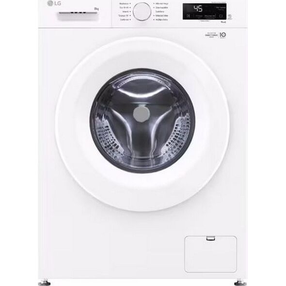 LG Washing Machine | F4X1008NWH | Energy efficiency class A | Front loading | Washing capacity 8 kg | 1400 RPM | Depth 56 cm | Width 60 cm | Display | LCD | Steam function | Direct drive | Wi-Fi | White