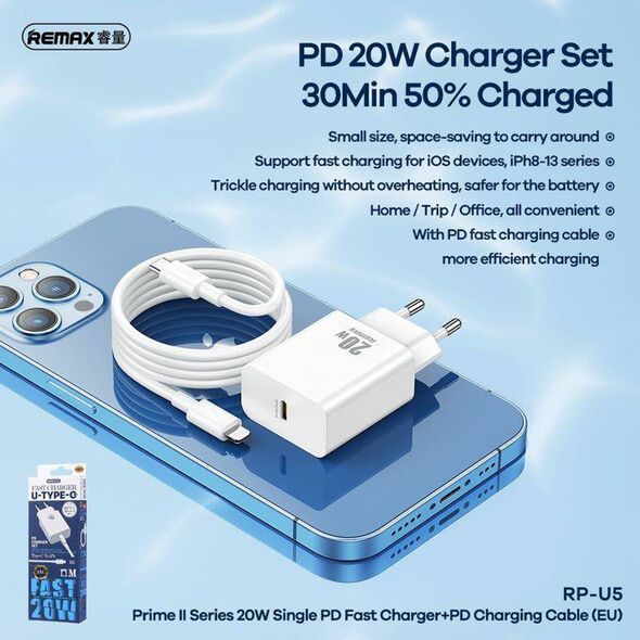 Ładowarka Remax ŁAD SIEC REMAX PRIME II SERIES 20W RP-U5 + KABEL USB-C/LIGHTNING 1M