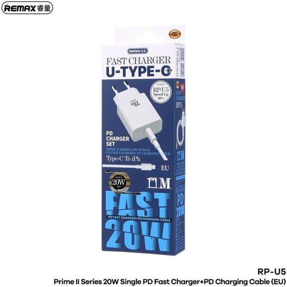 Ładowarka Remax ŁAD SIEC REMAX PRIME II SERIES 20W RP-U5 + KABEL USB-C/LIGHTNING 1M