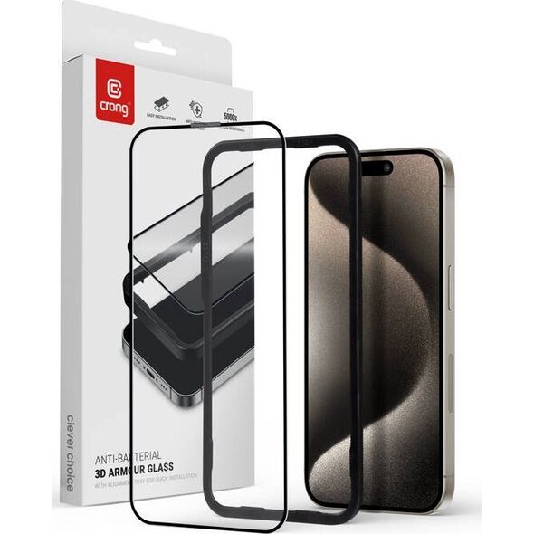 Crong Szkło hartowane 9H na cały ekran iPhone 15 Pro