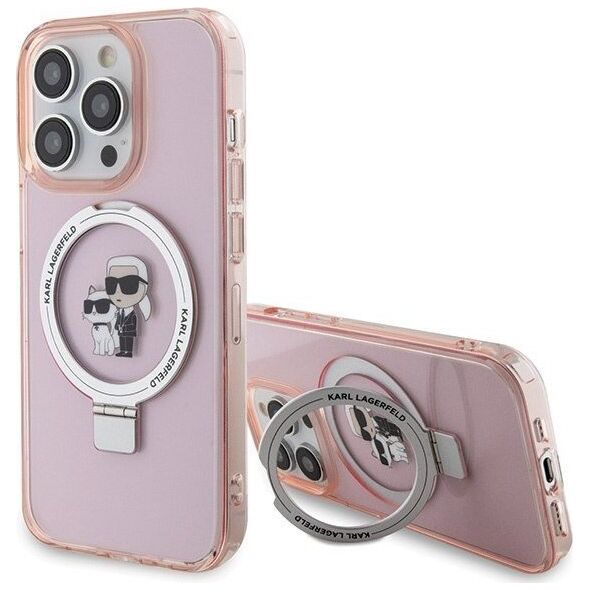 Karl Lagerfeld Karl Lagerfeld KLHMP15LHMRSKCP iPhone 15 Pro 6.1" różowy/pink hardcase Ring Stand Karl&Choupettte MagSafe