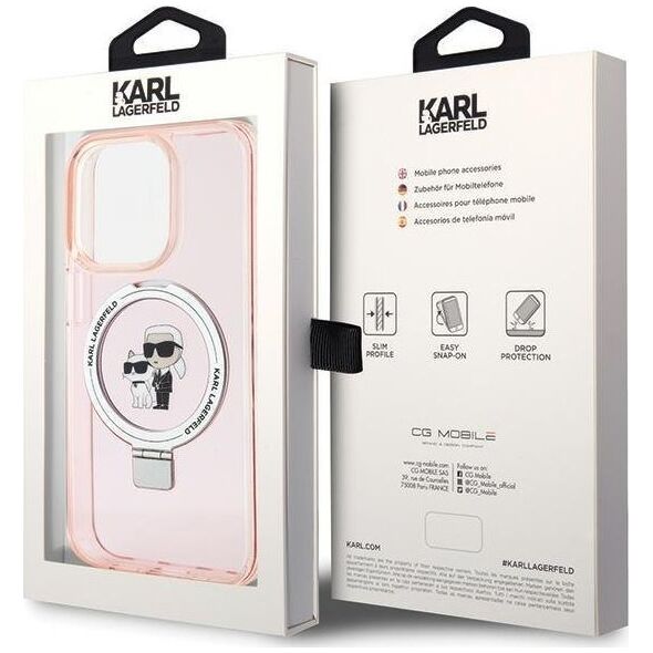 Karl Lagerfeld Karl Lagerfeld KLHMP15LHMRSKCP iPhone 15 Pro 6.1" różowy/pink hardcase Ring Stand Karl&Choupettte MagSafe