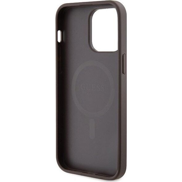 Guess Guess GUHMP15LG4GFRW iPhone 15 Pro 6.1" brązowy/brown hardcase 4G Collection Leather Metal Logo MagSafe