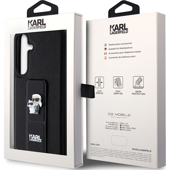 Karl Lagerfeld Etui Karl Lagerfeld KLHCS24MGSAKCPK Samsung Galaxy S24+ Plus hardcase Gripstand Saffiano Karl&Choupette Pins czarny/black