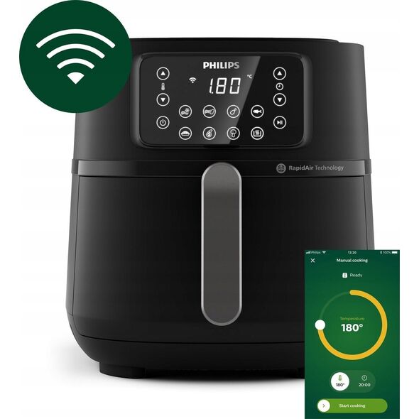 Frytkownica beztłuszczowa Philips Philips 5000 series HD9285/90 frytkownica Pojedyńczy 7,2 l Autonomiczny 2000 W Frytkownica na gorące powietrze Czarny, Srebrny