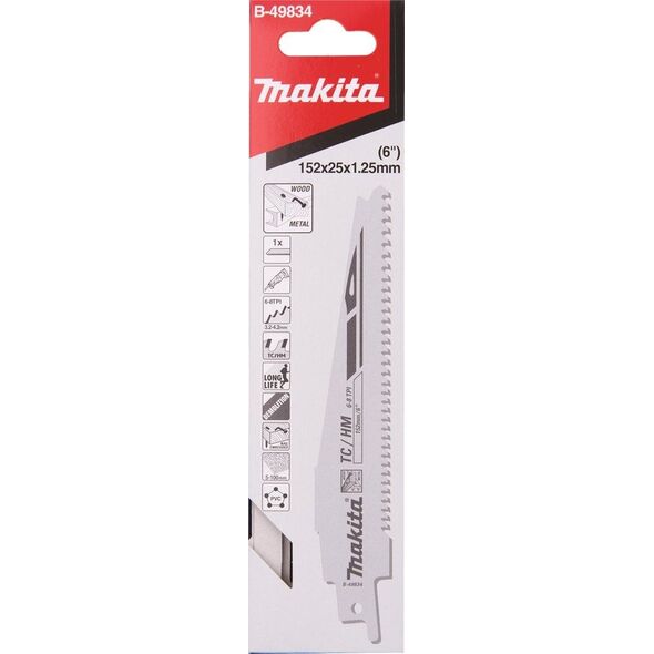Πριόνι MAKITA BRZESZCZOT DO PIŁ SZABLASTYCH TC/HM 152x1,25mm ΞΥΛΟ, ΜΕΤΑΛΛΟ, ΠΛΑΚΑ ΣΩΜΑΤΙΔΙΩΝ