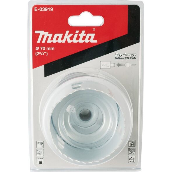 Ποτηροτρύπανο MAKITA BIM HSS-Co 8% 70mm EZYCHANGE ΜΕΤΑΛΛΟ, ΧΑΛΥΒΑΣ, ΑΛΟΥΜΙΝΙΟ, ΞΥΛΟ, PVC