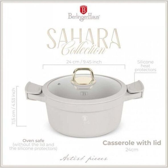 GARNEK TYTANOWY Z POKRYWĄ 24cm BERLINGER HAUS BH-7787 SAHARA