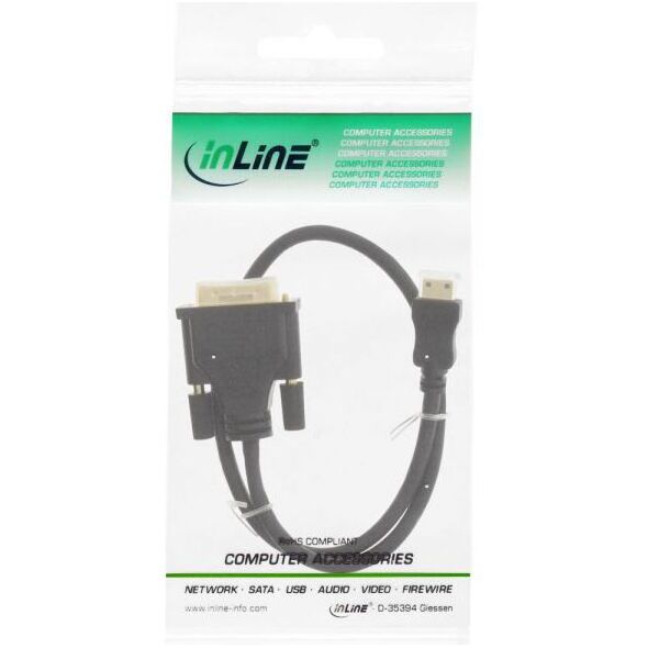 Kabel InLine HDMI Mini - DVI-D 0.5m czarny (17474P)