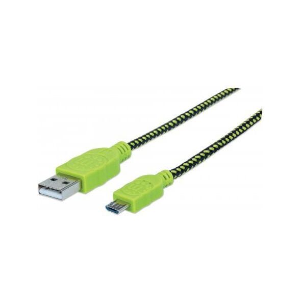 Kabel USB Manhattan USB-A - 1 m Czarny Zielony (394062)