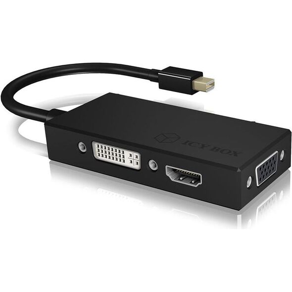 Adapter AV Icy Box DisplayPort Mini - HDMI - D-Sub (VGA) - DVI-I czarny (IB-AC1032)