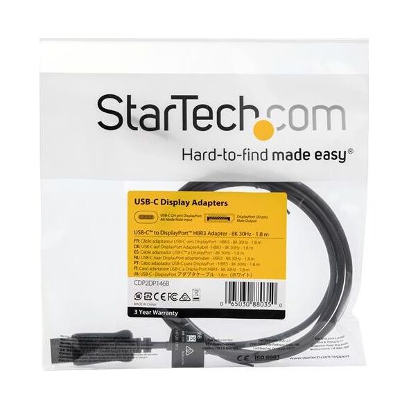 Kabel USB StarTech USB-C - 1.8 m Czarny (CDP2DP146B)