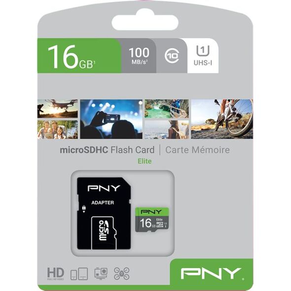 Karta PNY Elite MicroSDHC 16 GB Class 10 UHS-I/U1 A1 V10 (P-SD16GU1100EL-GE)