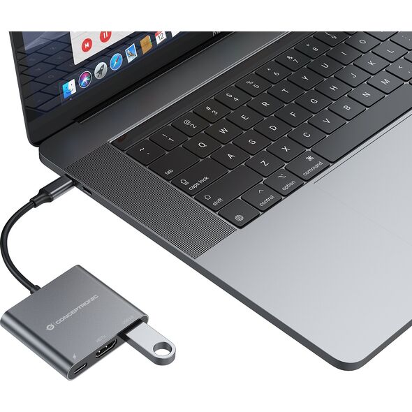 Adapter USB Conceptronic CONCEPTRONIC Adapter USB-C -> HDMI,2xUSB3.0,PD,SD   0.15m
