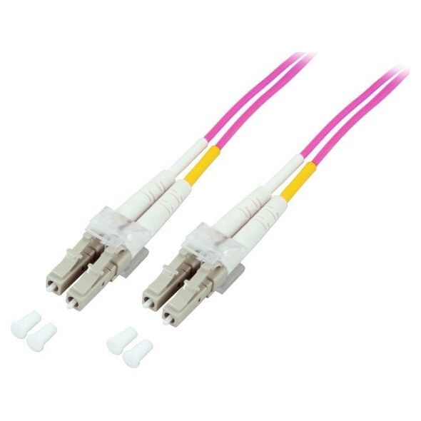EFB EFB LWL Kabel Duplex Jumper LC-LC 50/125 OM4 25 Meter LSZH Halogenfrei erika violett 2.0mm geprueft mit Messprotokoll