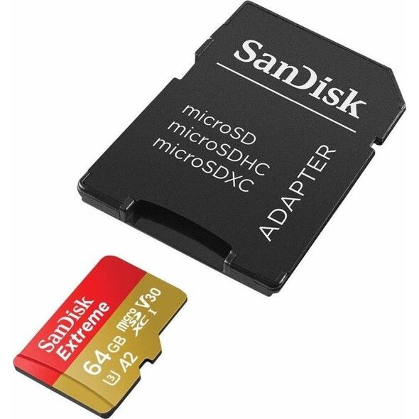 Karta SanDisk Extreme MicroSDXC 64 GB Class 10 UHS-I/U3 A2 V30 (SDSQXA2-064G-GN6MA)