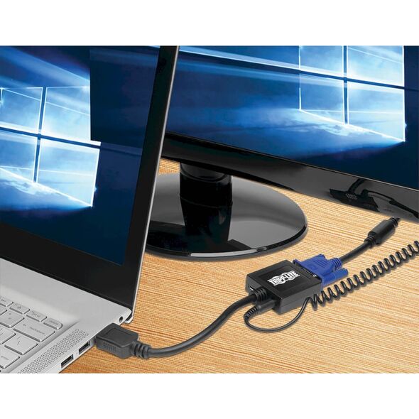 Adapter AV Eaton Tripp Lite HDMI to VGA with Audio Converter Cable Adapter for Ultrabook/Laptop/Desktop PC, (M/F), 6-in. (15.24 cm) - Videoadapter - TAA-konform - HDMI mannlich zu HD-15 (VGA) weiblich - 15.24 cm - Schwarz - 1920 x 1200 (WUXGA) Support
