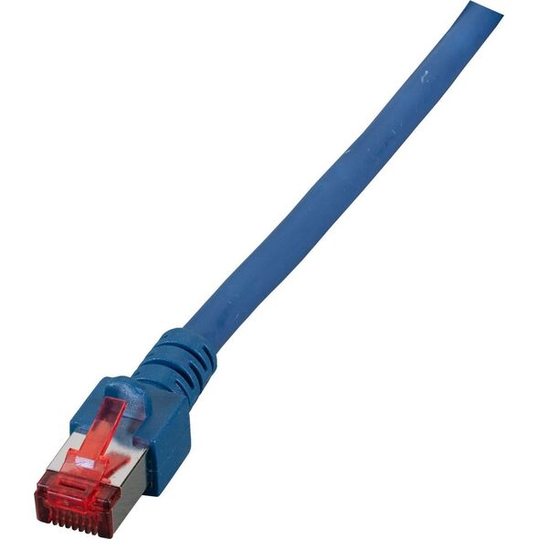 EFB EFB RJ45 Patchkabel S/FTP Cat.6 LSZH 0.15m BLAU reines Kupfer Laengenaufdruck auf Knickschutztuelle patentiert