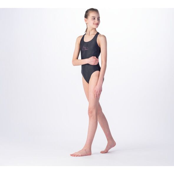 AquaWave Dziecięcy strój kąpielowy Aquawave Salava Jr black leaves print rozmiar 158