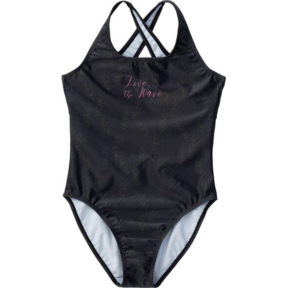 AquaWave Dziecięcy strój kąpielowy Aquawave Salava Jr black leaves print rozmiar 164