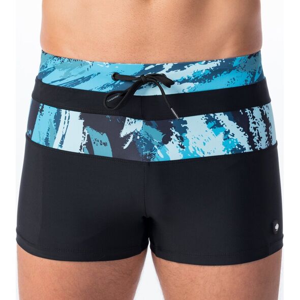AquaWave Męskie bokserki kąpielowe Aquawave Tahu black/sea print rozmiar M