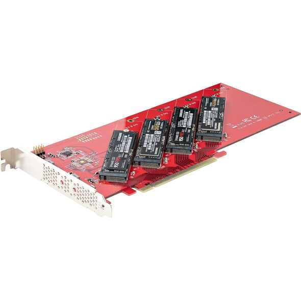 StarTech STARTECH.COM Quad M.2 PCIe Adapterkarte PCI Express 4.0 x16 auf Vierfach NVMe oder AHCI M-Key M.2 SSDs 7,8GBit/s je SSD Bifurkation