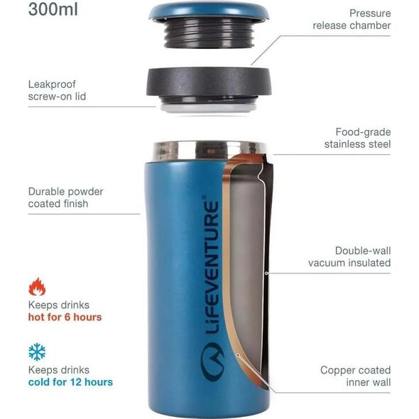 Lifeventure Thermal Mug, Metallic Cobalt