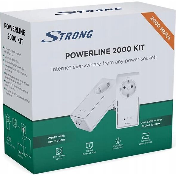 Adapter powerline Strong Strong Powerline adapter Kit EU 2000 Mbit/s