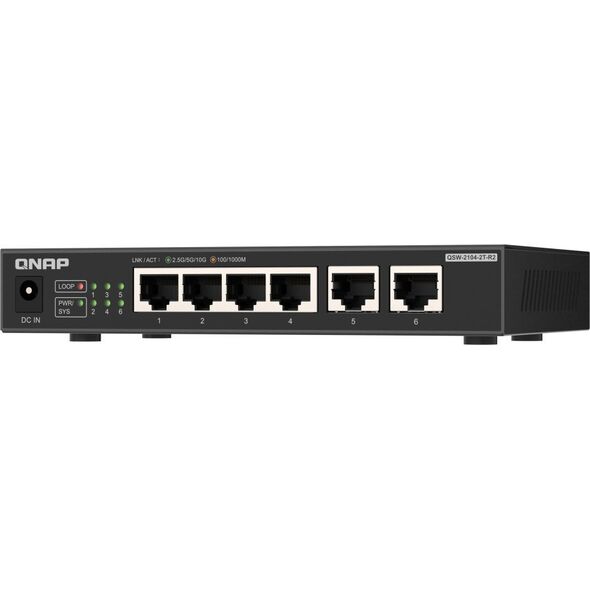 QSW-2104-2T-R2 | Kompaktowy niezarządzany przełącznik 6 portowy, 4x 2,5GbE 2x 10GbE Base-T