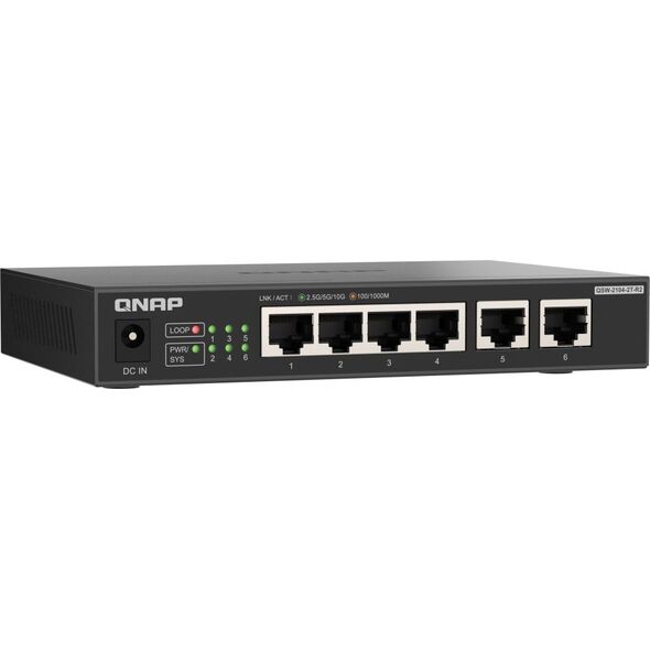 QSW-2104-2T-R2 | Kompaktowy niezarządzany przełącznik 6 portowy, 4x 2,5GbE 2x 10GbE Base-T