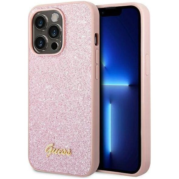 Guess Etui Guess GUHCP14LHGGSHP Apple iPhone 14 Pro różowy/pink hard case Glitter Script