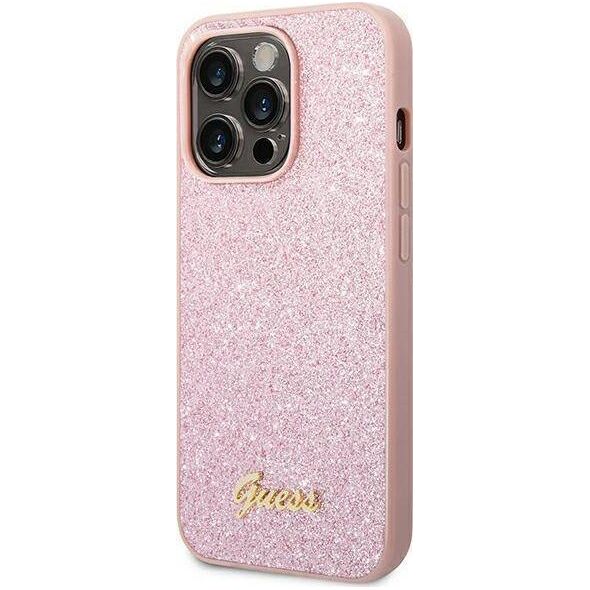 Guess Etui Guess GUHCP14LHGGSHP Apple iPhone 14 Pro różowy/pink hard case Glitter Script