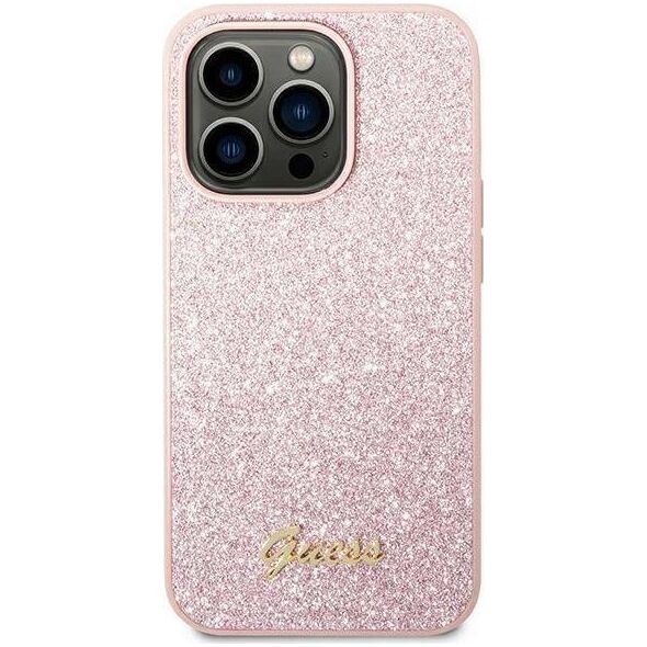 Guess Etui Guess GUHCP14LHGGSHP Apple iPhone 14 Pro różowy/pink hard case Glitter Script