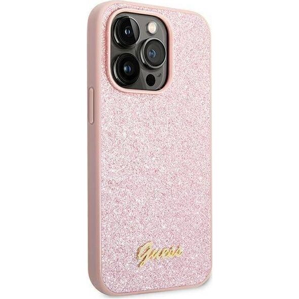 Guess Etui Guess GUHCP14LHGGSHP Apple iPhone 14 Pro różowy/pink hard case Glitter Script