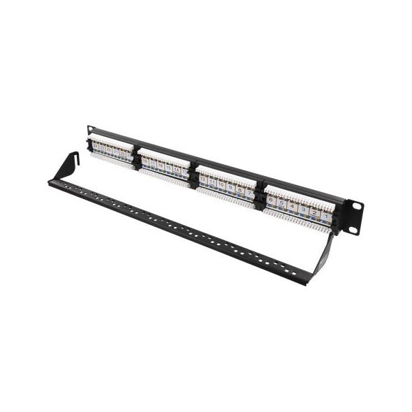 Terminal sieciowy Deltaco DELTACO 19 "komutacinė panelė, 24xRJ45, Cat6, UTP, 1U, 10Gbps, metalinė, juoda / PAN-112