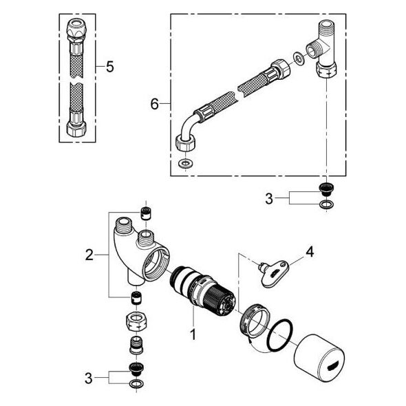 Grohe Grohe Grohtherm Αξεσουάρ για μπαταρίες θερμική προστασία από εγκαύματα θερμοστάτης υπονιπτήρα Χρώμιο - 34487000