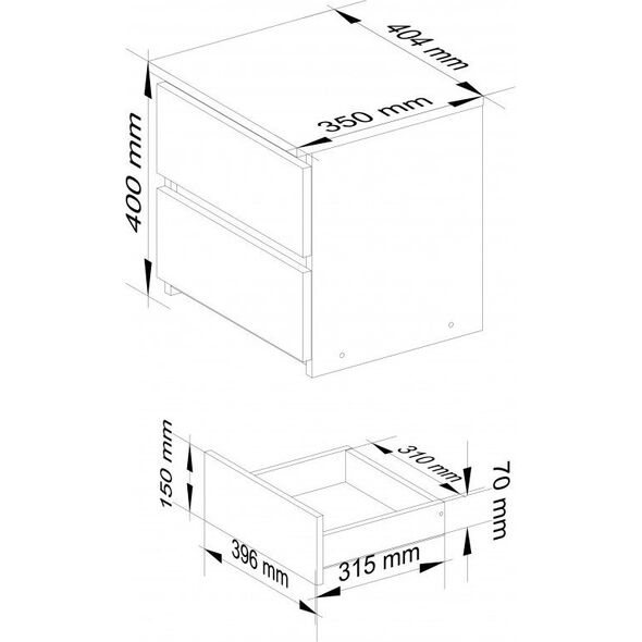 Nore Κομοδίνο NORE CL2 40 cm, λευκό 8450628 5901738164475