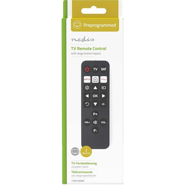 Τηλεχειριστήριο Nedis Nedis TVRC23SNBK τηλεχειριστήριο Υπέρυθρη τηλεόραση Πατήστε τα κουμπιά 13840878 5412810000000