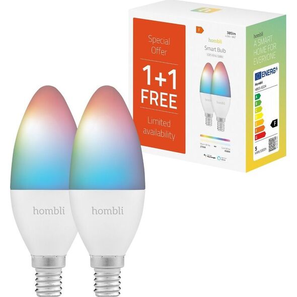 Avanca International BV Hombli smarte Glühbirne, 4,5W, E14, RGB, CCT, 1+1 Promo Pack