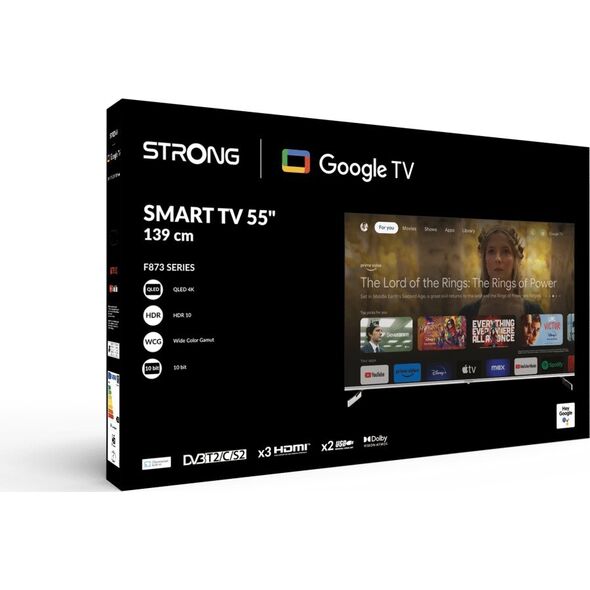 Telewizor Strong Strong SRT 55UF8733 139,7 cm (55") 4K Ultra HD Smart TV Wi-Fi Metaliczny, Srebrny 350 cd/m²