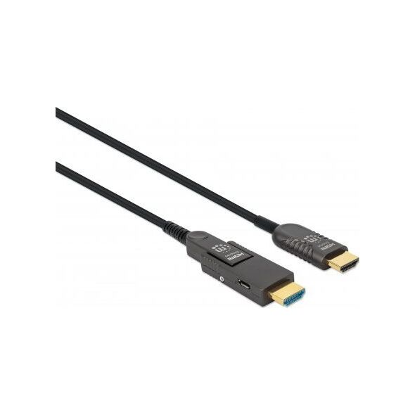 Kabel Manhattan MANHATTAN Aktives HDMI-Glasfaserkabel mit abnehmbarem Stecker 4K60Hz UHD HDMI-Stecker auf Micro-HDMI/HDMI-Stecker 50m HEC ARC